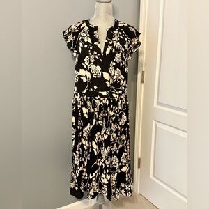 White House Black Market Black & Nude Floral Dress, sz 16
